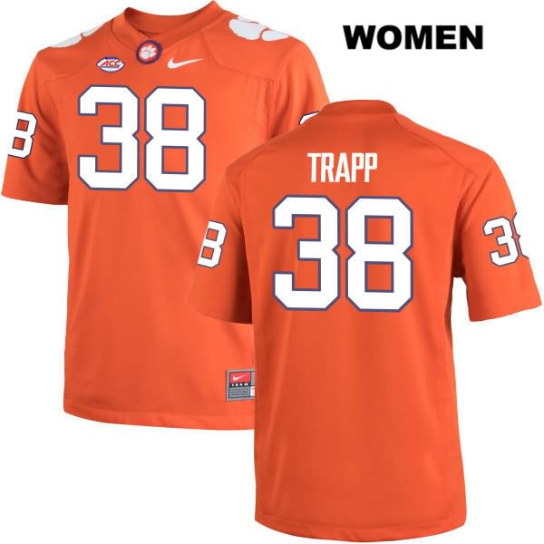 Women's Clemson Tigers #38 Amir Trapp Stitched Orange Authentic Nike NCAA College Football Jersey LVV7746MX